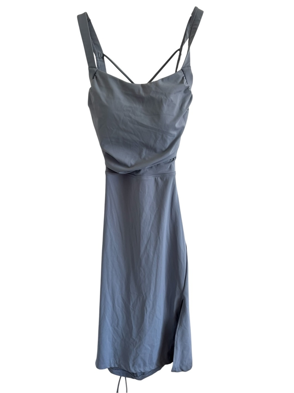 Athletic  Sleek Slate Blue Slip Dress with Strappy Back